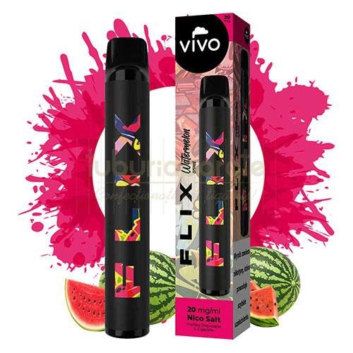 Mini narghilea VIVO FLIX Watermelon (20 mg) 700 pufuri Mini narghilea de unica folosinta VIVO FLIX Watermelon (20 mg) cu aroma de pepene verde