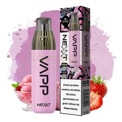 Vape unica folosinta, Mini narghilea VIVO Nexxt Strawberry Ice Cream (20 mg) 1000 pufuri, TuburiAparate.ro