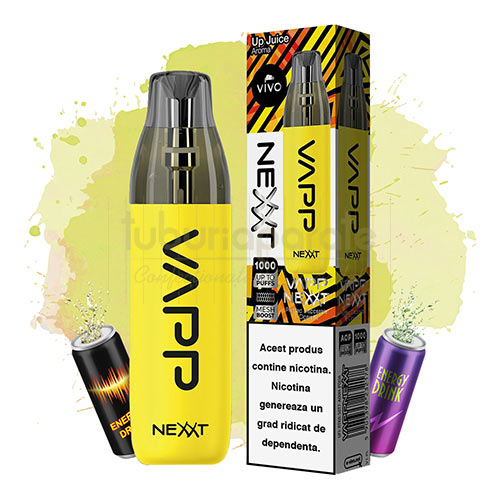 Mini narghilea VIVO Nexxt Up Juice (20 mg) 1000 pufuri Mini narghilea de unica folosinta VIVO Nexxt Up Juice (20 mg) cu aroma de energizant