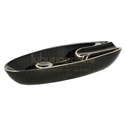 421018 Scrumiera Trabuc Ceramic Black Scrumiera pentru trabucuri Ceramic Black cu capacitate de un trabuc