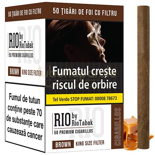 Tigari de foi RIO Brown Filter by RioTabak 65g (vanilie, caramel) 50