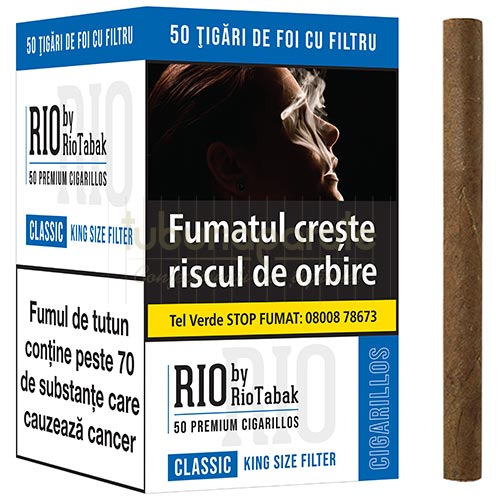 Tigari de foi RIO Classic Filter by RioTabak 65g (50) Tigari de foi cu filtru RIO Classic Filter by Riotabak in pachet de 65g si 50 de bucati