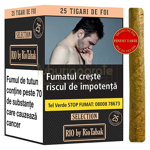 Tigari de foi RIO Selection by RioTabak 240g (25) Pachet cu 25 tigari de foi ieftine realizate din tutun premium RIO Selection by RioTabak 240g