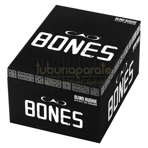 Trabucuri CAO Bones Blind Hughie (20) Cutie din lemn cu 20 de trabucuri si 2 zaruri de joc incluse CAO Bones Blind Hughie