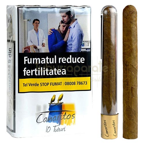 Trabucuri Canaritos Brevas Tub (10) Pachet cu 10 trabucuri ambalate individual in tub de pastrare Canaritos Brevas