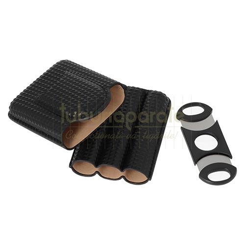 813010 Etui Trabucuri WinJet Diamond Black Etui din piele PU pentru trabucuri marca WinJet Diamond Black cu cutter inclus
