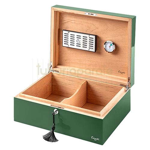 288003 Humidor Trabucuri Caseti Paris Green Humidor din lemn de cedru pentru trabucuri Caseti Paris Green