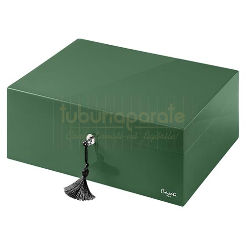 288003 Humidor Trabucuri Caseti Paris Green Humidor din lemn de cedru pentru trabucuri Caseti Paris Green