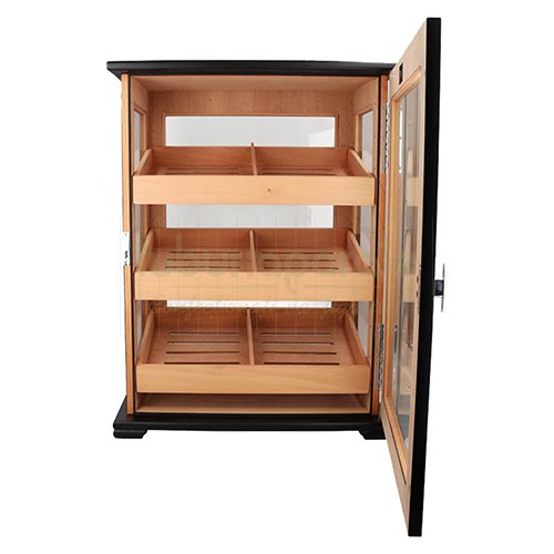 920088 Cabinet trabucuri Angelo Black Cabinet humidor pentru trabucuri Angelo Black cu interior din lemn de cedru cu 3 rafturi
