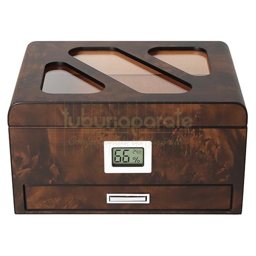 923015 Set Humidor Angelo Vintage Humidor Angelo Vintage din lemn de cedru cu higrometru digital