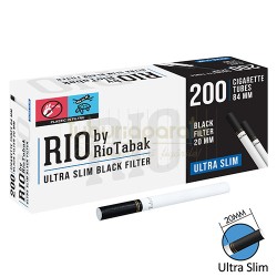 Tuburi tigari RIO Ultra Slim Black Filter (20 mm) 200 Tuburi  Tigari, Tuburi tigari RIO Ultra Slim Black Filter (20 mm) 200, TuburiAparate.ro