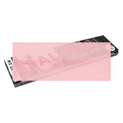 Foite Rulat Tutun Altora King Size Slim Film Noir (14 gsm) Pachet cu 32 foite King Size Slim de culoare rosie pentru rulat tutun Altora Film Noir cu grosime de 14 gsm