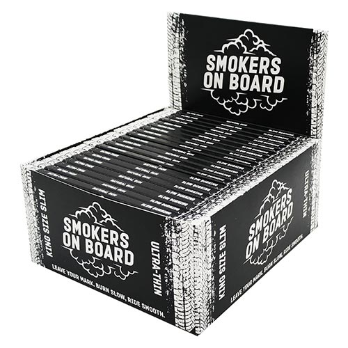 Foite Rulat Tutun Smokers on Board King Size Slim (14 gsm) Foite Smokers On Board King Size Slim pentru rulat tutun cu lungimea de 108 mm