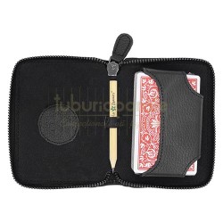 Jocuri de societate, Portofel carti de joc Melia All Black (piele naturala), TuburiAparate.ro