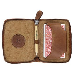 Jocuri de societate, Portofel carti de joc Melia Classic Brown (piele naturala), TuburiAparate.ro