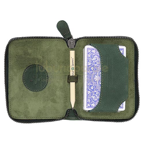 Portofel carti de joc Melia Soft Green (piele naturala) Portofel cu carti de joc poker Melia Soft Green confectionat manual din piele naturala