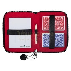 Jocuri de societate, Portofel deluxe carti de joc Melia Black Red (piele naturala), TuburiAparate.ro