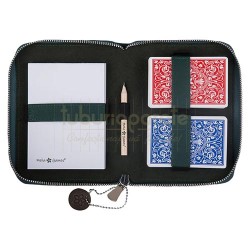 Jocuri de societate, Portofel deluxe carti de joc Melia Emerald (piele naturala), TuburiAparate.ro