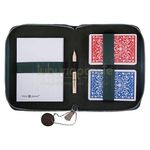Portofel deluxe carti de joc Melia Emerald (piele naturala) Portofel din piele naturala deluxe cu carti de joc Melia Emerald de origine Germania