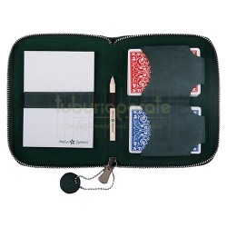 Jocuri de societate, Portofel deluxe carti de joc Melia Forest Green (piele naturala), TuburiAparate.ro