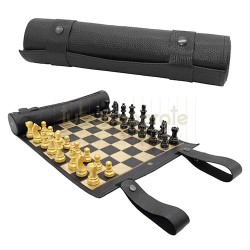 Jocuri de societate, Set joc de sah Melia Roll-Up Classic Pharaoh (piele naturala), TuburiAparate.ro