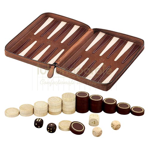 Set joc de table Deluxe Melia Crazy Tobacco (piele naturala) Set cadou cutie din piele cu joc de table Deluxe Melia Crazy Tobacco confectionata manual