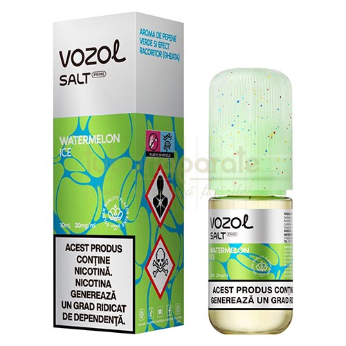 Lichid Vozol Watermelon Ice - Salt 20mg (10ml) Sticluta cu 10 ml lichid vape Vozol Watermelon Ice cu concentratia de nicotina de 20 mg