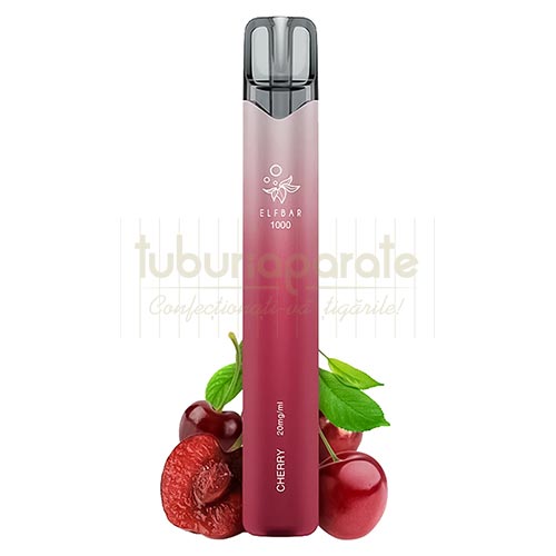 Elf Bar Cherry Turbo 1000 pufuri (20 mg) Vape de unica folosinta Elf Bar Cherry turbo cu pana la 1000 de pufuri cu nicotina de 20 mg