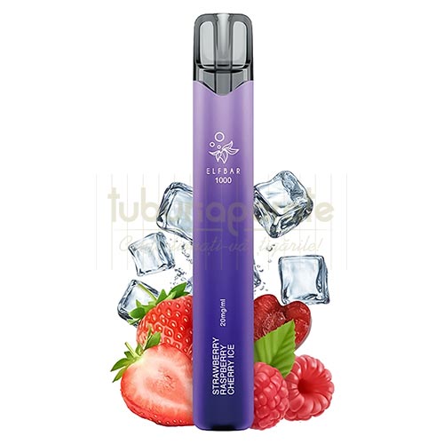 Elf Bar Strawberry Raspberry Cherry Ice Turbo 1000 pufuri (20 mg) Vape de unica folosinta Elf Bar Strawberry Raspberry Cherry Ice Turbo 1000 pufuri cu nicotina de 20 mg