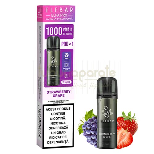 Cartus Elf Bar ELFA Pro - Strawberry Grape Pachet cu o capsula de unica folosinta Elf Bar ELFA Pro Strawberry Grape cu 1000 de pufuri