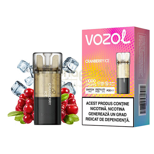 Cartus Vozol Switch Pro Cranberry Ice (1 capsula) Pachet cu un cartus Vozol Switch pro Cranberry Ice cu 1000 de pufuri si 20 mg de nicotina