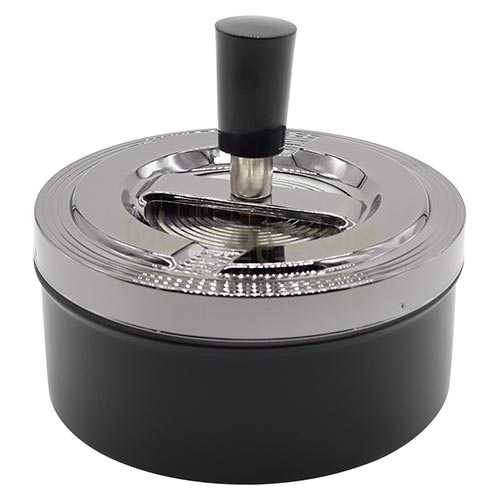Scrumiera Angel 62 Spinning Scrumiera cu capac rotativ din otel inoxidabil de culoare neagra Angel 62 Spinning