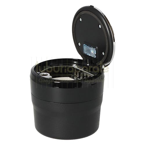 405113 Scrumiera auto LED Scrumiera auto neagra din plastic cu LED