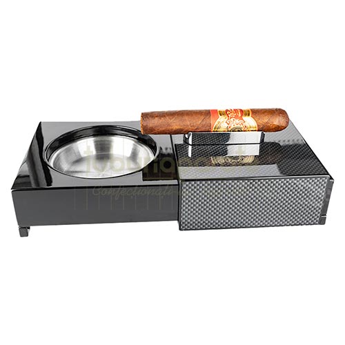 49377 Scrumiera trabuc Carbon Optic (cu suport) Scrumiera Carbon Optic cu suport pentru trabuc