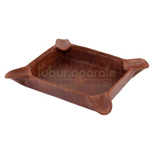 Scrumiera trabucuri Crown & Tiger Brown (piele naturala)
