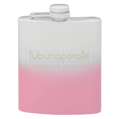 Plosca alcool DM 42 Pink Gradient (240 ml) Plosca alcool confectionata din otel inoxidabil cu exterior roz cu alb marca DM 42 Pink Gradient 240 ml
