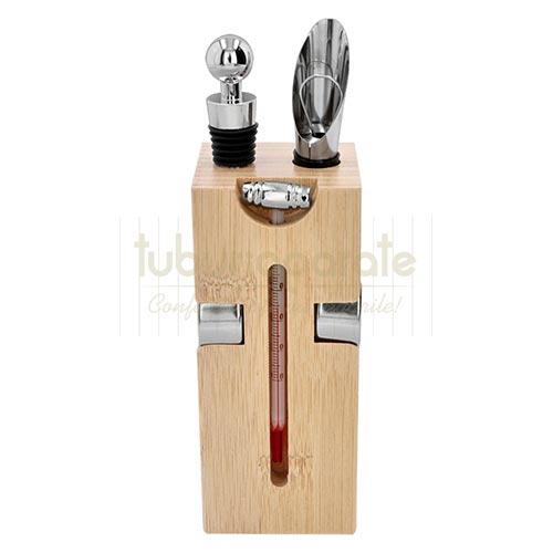 Set Vin DM20 Wood Set cadou cu suport din lemn cu 6 accesorii pentru vin DM20