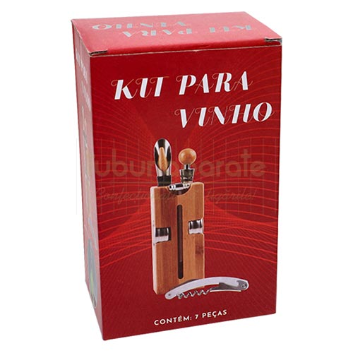 Set Vin DM20 Wood Set cadou cu suport din lemn cu 6 accesorii pentru vin DM20
