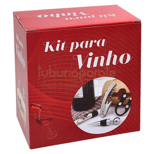 Set Vin DM6 Wood Barrel Set cadou pentru vin cu 4 accesorii incluse (dop metalic, taietor de capison, antipicurator si tirbuson) DM6