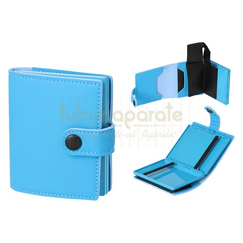 Tabachera Tigari Angel 83 Full Blue cu portofel Tabachera cu portofel Angel 83 Full Blue cu capacitate de 18 tigari