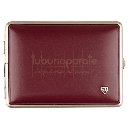 612942 Tabachera Tigari von Hofe Burgundy (100 mm) Tabachera pentru tigari lungi 100 mm cu exterior din piele naturala de culoare burgundy marca von Hofe