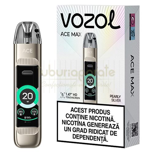 Kit Vozol Ace Max Pod Silver Pearly Kit tigara electronica Vozol Ace Max Pod Silver Pearly cu putere ajustabila de la 5 la 30 W