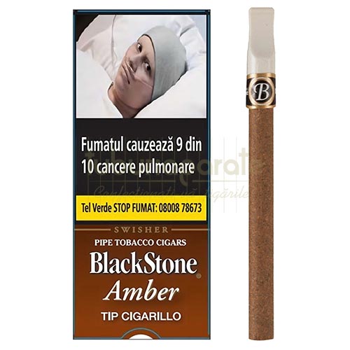 Tigari de Foi Black Stone Amber Tip 26g (vanilie) 5 Tigari de foi aromate cu mustiuc marca Black Stone Amber Tip (vanilie) 5