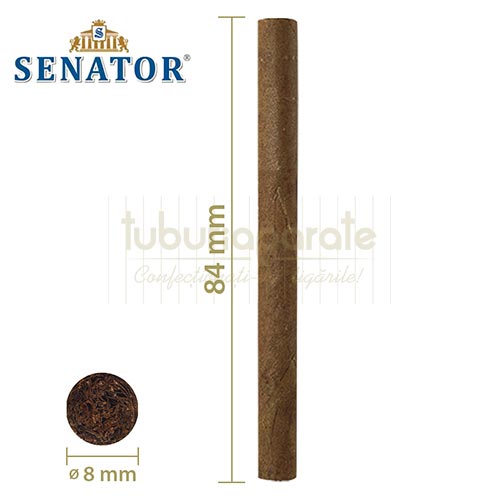 Tigari de foi Senator Filter Brown 65g (vanilie, caramel) 50 Pachet cu 50 de tigari de foi cu aroma de vanilie si caramel Senator Filter Brown