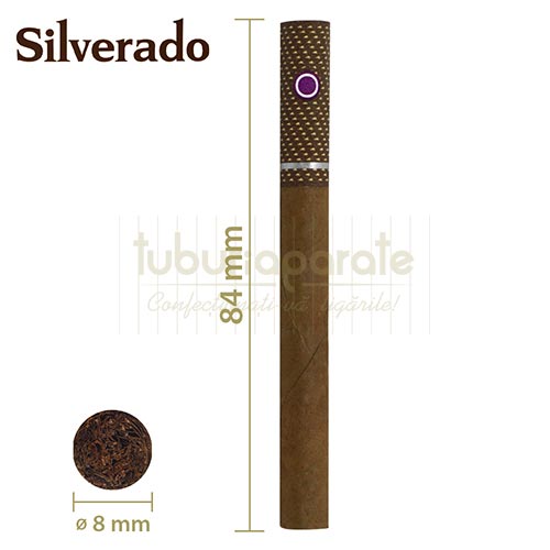 Tigari de foi Silverado Click Purple Green 15g (10) Pachet cu 10 tigari de foi cu filtru click aroma de fructe de padure si menta Silverado Click Purple Green
