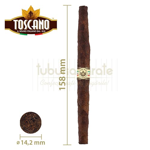 Tigari de foi Toscano Classico 50g (5) Pachet cu 5 tigari de foi fara filtru fabricate din tutun Kentucky Toscano Classico