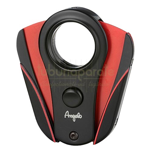 500022 Cutter trabuc Angelo Black Red Cutter pentru trabuc Angelo Black Red cu doua lame din otel inoxidabil de calitate