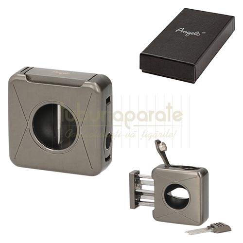 500062 Cutter trabuc Angelo Anthracite V-Cut Cutter pentru trabuc marca Angelo Anthracite cu taietura V-Cut