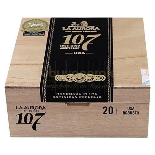 Trabucuri La Aurora 107 Maduro Robusto (20) Cutie din lemn cu 20 trabucuri La Aurora 107 Maduro Robusto