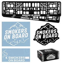 Suport numere auto Smokers On Board (set)